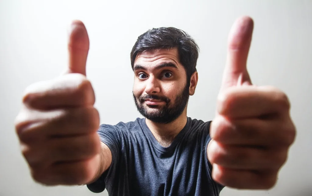 man showing thumbs up